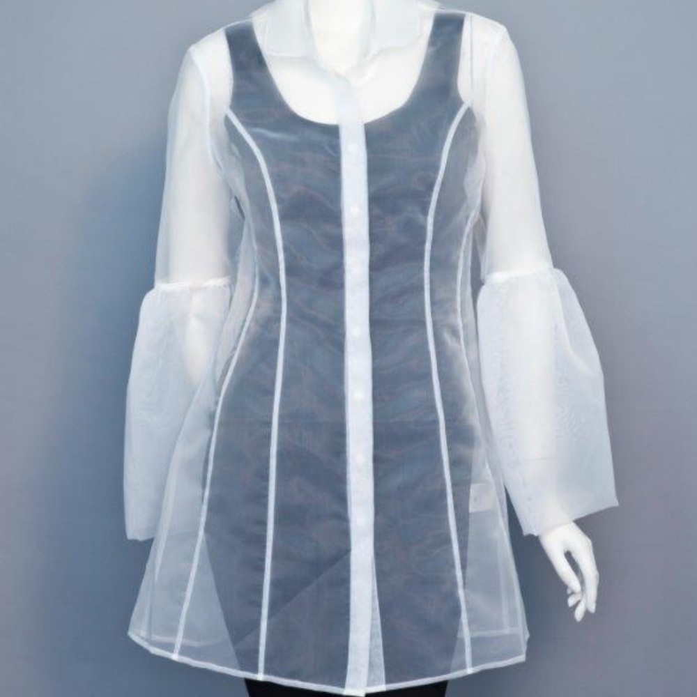 Samuel Dong Organza Blouse with bell sleeve